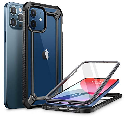 SUPCASE Unicorn Beetle EXO Pro Series Case for iPhone 12 / iPhone 12 Pro (2020 Release) 6.1 Inch, with Built-in Screen Protector Premium Hybrid Protective Clear Bumper Case (Black)