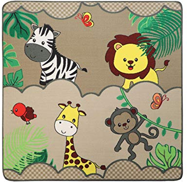 Primaflor Spieleteppich - Robuster Kinderteppich - Hochwertiger Teppich für das Kinderzimmer - Spielmatte Jungen/Mädchen - Safari - 100x150 cm