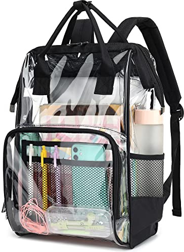 Yusudan Heavy Duty Clear Backpack for Men Women, School Bag Bookbag PVC Plastic Transparent Backpacks for Boys Girls
