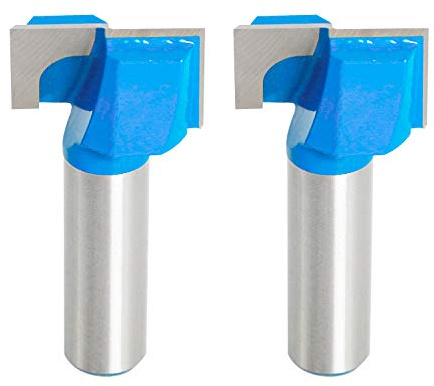 Aopin 1-1/4-Inch Dia Bottom Cleaning Router Bit 1/2-Inch Shank, Mortising Bit, Spoil Board Surfacing, Slab Flattening Woodworking Milling Cutter Carbide Tipped, Blue, Silver, 2Pcs