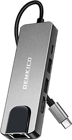 5 IN 1 Adattatore USB C per MacBook Pro MacBook Air 2020/2019/2018 e altri dispositivi USB C, DEMKICO USB C Hub con 4K HDMI, 100 Mbps Ethernet, 2 USB 3.0 e porta 100W PD