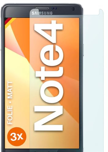 moex FlexProtect matte Schutzfolie für Samsung Galaxy Note 4 Displayschutz Folie matt gegen Reflexionen, Anti Reflex Handyfolie mit Sonnenschutz, Kompatibel mit jeder Handyhülle, 3 Stück