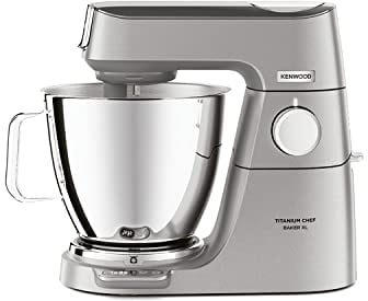 Kenwood Titanium Chef Baker XL, Kitchen Machine with K-Whisk, Stand Mixer with Kneading Hook, Whisk and 6,7L Bowl, KVL85.004SI Power 1200W, Silver