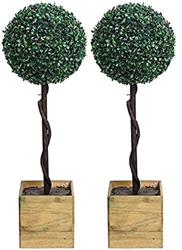 Abaseen 2x Artificial Grass Ball Topiary Trees for Indoor Outdoor Decor, UV Stable Outdoor Use Height