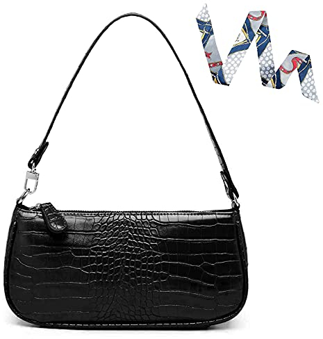 Camilife Handtasche Damen Vintage, Umhängetasche mit Schickem Krokoprägung-Druck, Kleine Umhängetasche Damen,Damen Schultertasche,Frau Vintage Shoulder Mini Bag