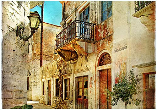 Wallario Vliestapete Fototapete Gasse im Süden, Urlaub in Griechenland - Wandtapete Größe: 200 x 140 cm