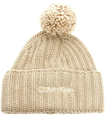 Calvin Klein Knit Beanie with Pompom Irish Cream