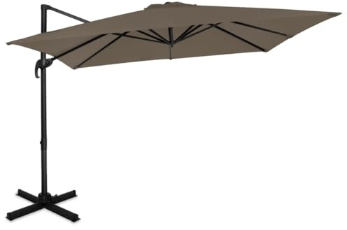 VONROC Parasol Cantilever Pisogne 300x300cm- Inclinable - Taupe - Terrasse Extérieure, Orientable à 360° - Grande Surface d'Ombrage - Robuste et Durable - Housse Parasol Incluse