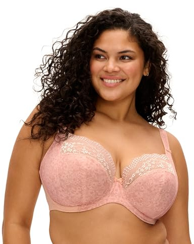 Elomi Women's Plus Size Lucie Stretch Lace Underwire Plunge Bra, Pale Blush, 38H US