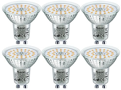 PRCNL GU10 LED Lampadine Dimmerabile 7W Bianco Calda 3000K 730LM Angolo a Fascio 120 Gradi, 6 Pezzi, Equivalente Lampadine Alogene 80W,Nessun Sfarfallio,Tre tipi di luminosità 3 in 1