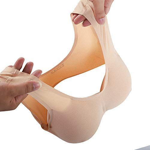 CTKOLYS Ein Paar Wassertropfenförmiger Silikon-Brustformen Und Taschen-BH Für Crossdresser Mastektomie Prothesen BH Einsätze Pads,Natural,D Cup