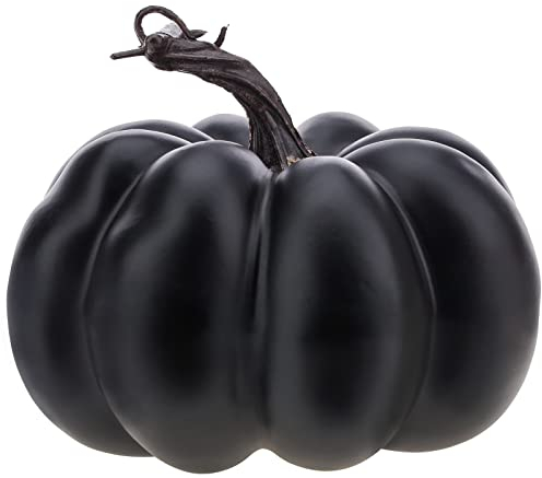 Funzhan 15cm Schwarz Künstliche Kürbis Deko Herbst Tischdeko Herbstdeko Kürbisse Eicheln Blätter Beerenzweig Innen Halloween Herbstblätter Zierkürbisse Aussen Thanksgiving Herbstdekoration Tür Fenster