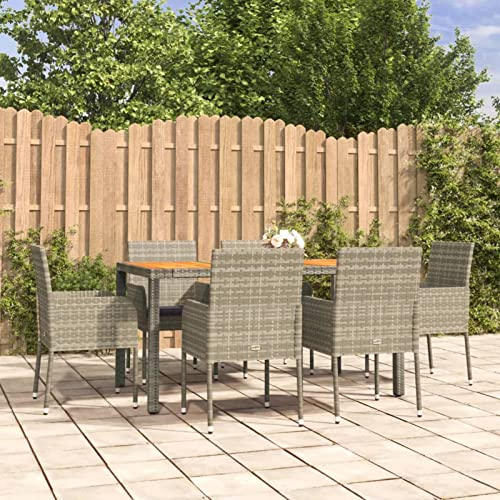 Festnight Gartentisch mit Stühlen Set Rattan Gartenmöbel Set 6 Stühle mit Tisch Polyrattan Sitzgruppe Garten Essgruppe 6 Personen Gartengarnitur Sitzgarnitur Wetterfest Outdoor Esstisch
