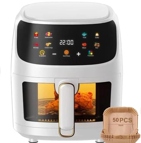 Friggitrice Ad Aria Da 8L Con Finestrafamily Friggitrice Ad Aria A Convezione Digitale Con Touch Screen A Led1400W E 8 Modalità Preimpostatesalutare (Con Fodera Per Friggitrice)
