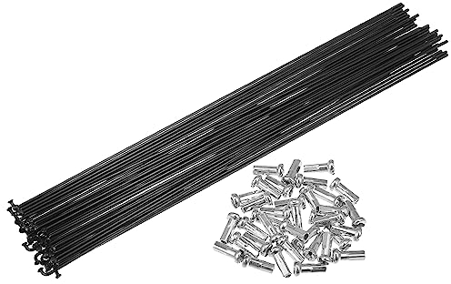 QUARKZMAN 36 Stück Fahrrad Kohlenstoff Stahl Speichen 14G 295mm mit Nippeln Schwarz