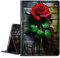 BPQOJB for Microsoft Surface Pro X Case with Adjustable Stand & Auto Wake/Sleep PU Leather Slim Smart Protect Cover Tablet Case for Microsoft Surface Pro X 13 inch 2020 - Big Red Rose
