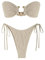 ZAFUL Bandeau-Bikini-Set mit Metallringen, seitlich zum Binden, hoher Schnitt, 2-teiliger Badeanzug mit Cut-Out-Bademode, Beige, S