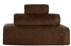 ABECE CASA Juego de Toallas de Baño 3 Piezas, 1 Toalla de Baño 70x140 cm, 1 Toalla de Lavabo 50x100 cm, 1 Toalla de Tocador 30x50 cm – 100% Algodón 600 Gramos/m2, Suave y Absorbente. (Chocolate)