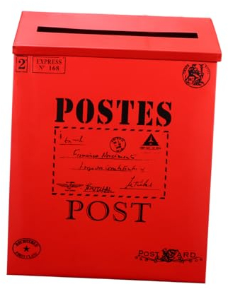 IWOWHERO 1 Stück Karton Retro Blechbriefkasten Wandmontierter Briefkasten für die Veranda Zeitung Fall Bürodekoration Vintage- briefkasten Wohnkultur altmodisch Vorschlagsbox rot