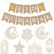 iZoeL Eid Ramadan Mubarak Deko, Eid Ramadan Mubarak Banner Sterne Mond hölzerne Eid-Anhänger Mubarak Dekoration zum Aufhängen an Wänden Fenstern Bäumen