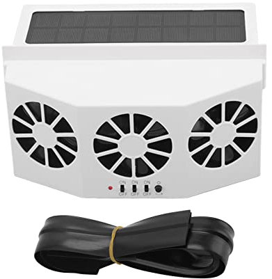 Ventilateur de refroidissement solaire pour voiture, grand angle, 3 ventilateurs, économie d'énergie, blanc