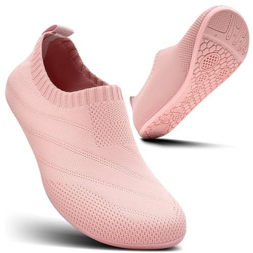 Sosenfer Pantofole da Uomo, Pantofole da Donna a Piedi Nudi, Slip-on Antiscivolo, Pantofole Piatte a Piedi Nudi, Pantofole Accoglienti per La Casa Chiuse Unisex-Rosa-38
