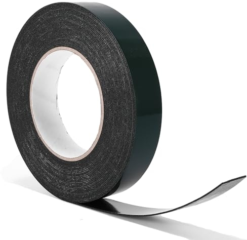 EASONGEE 10m x 25mm Foam Tape Double Sided Sponge Tape Automotive Grade Waterproof Mounting Adhesive Tape Roll for Car Trims Number Plate Decals Badges Fixing, 1mm Thickness