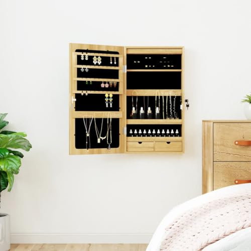Sufrk Spiegel-Schmuckschrank mit LED-Beleuchtung Wandmontage Schmuckaufbewahrung Schminktisch Organizer Schmuckschrank - 353231