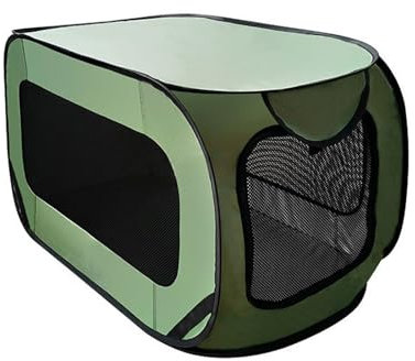 Oxford Stoff Hundekäfig für Zuhause 3 Seiten Staubdicht und Atmungsaktiv Faltbare Tragbare Hundekiste für Kleine und Mittlere Hunde 3 Farben(Green)