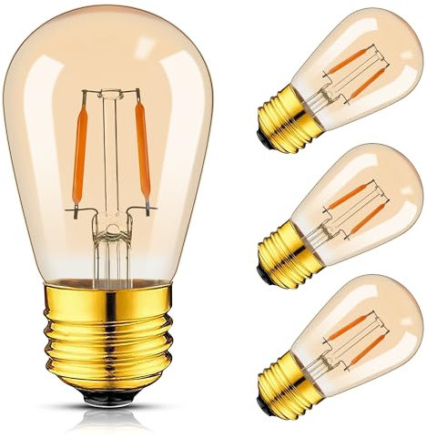 Hcnew Bombilla E27 LED Blanco Cálido 2200K ST45 S14 1W repuesto para bombilla incandescente de 100W Retro Edison Bombillas Amber Glass 220V-240V No Regulable,Paquete de 4