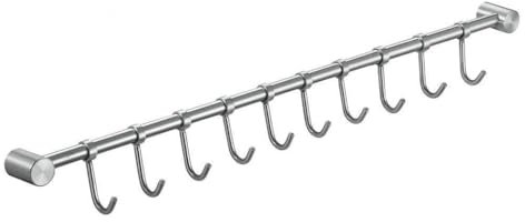 YunGenu Premium Stainless Steel Kitchen Tool Utensil Organizer Rack with Movable Hooks for Pan Pot,Wall Mount (20-10 Hooks)
