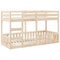 vidaXL Etagenbett, Kinderbett mit Rausfallschutz Leiter, Stockbett mit Lattenrost, Bett Holzbett Bodenbett, 80x200cm Massivholz Kiefer