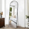 Weare Home Miroir sur Pied, 161 x 52 cm, Arqué Miroir Pleine Longueur, Miroir Arqué avec Cadre en Métal, Support, Miroir sur Pied Penché ou Suspendu pour Salon, Chambre, Entrée(Noir)