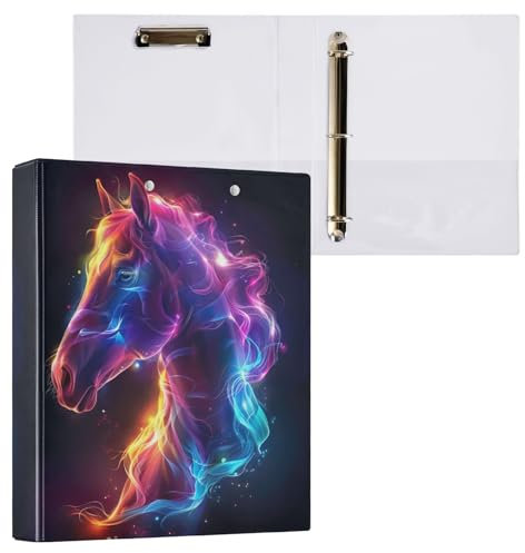 Rainbow Neon Fire Horse 1 1/2 3-Ringbuch für 200 Blatt runde Ringe Medizinischer Ordner