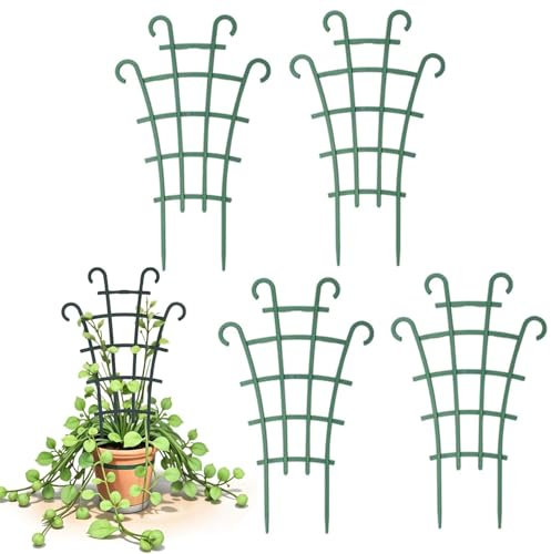 4Pcs Climbing Plants Support Trellis Mini Garden Support Stand Gardens Plant Pot Trellis for Climbing Plants, Superimposed Indoor Climbing Trellis Houseplant Supports 10 x 6 Inch