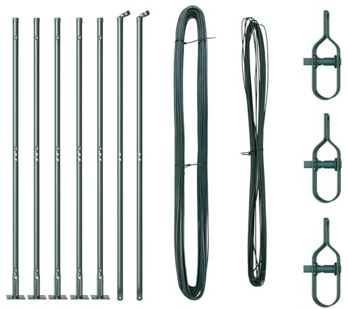 vidaXL Palo per recinzione con base in cemento 7 pz Verde