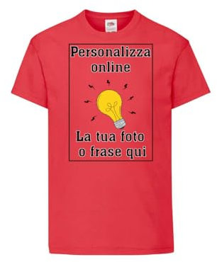 Grafiche Pilia Industria Grafica T-Shirt Personalizzabile per Bambini, Stampa Fronte e Retro, Multicolore (IT,3-4 Anni,Rosso-XS)