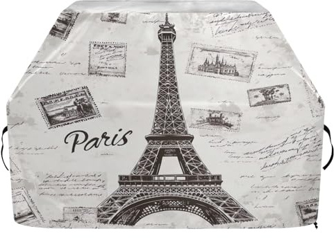 JUMBEAR Graue Paris-Turm-Grillabdeckung, Grillabdeckung, passend für Weber, Brinkmann, Char-Broil – robuste große Grillabdeckungen, UV- und wasserdicht, reißfest (165 x 63,5 x 114 cm)