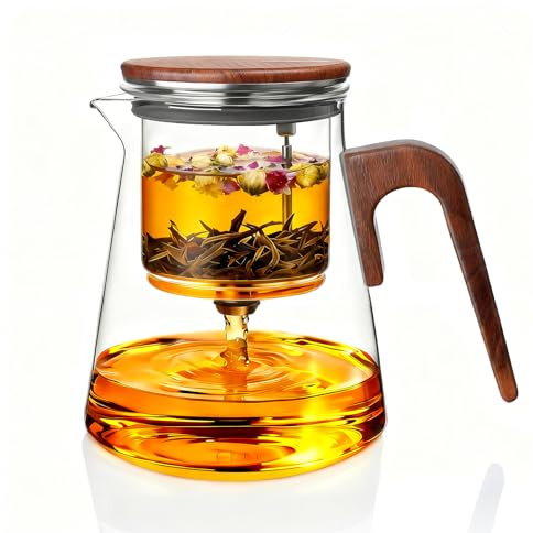 ZENS Theiere avec infuseur, 800ML Théière magnétique thé en vrac, Noix | Théière en verre avec infuseur, Borosilicate Theiere pour thé en vrac, idéale comme Tisane cadeaux