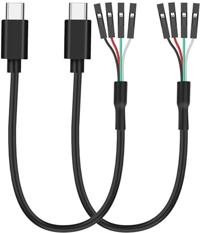 XMSJSIY USB-C a 4 pin intestazione scheda madre adattatore cavo - 2PCS 30CM | 22AWG 5V/3A USB Tipo-C Maschio Spina alla scheda madre 4 Pin 0.1 / 2.54mm Cavo Pitch Cordo di alimentazione di estensione