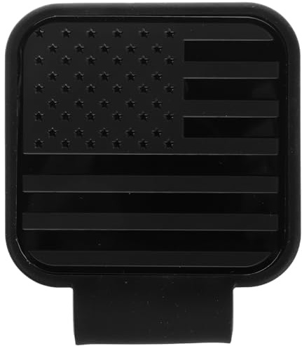 CHILDWEET Bouchon en Caoutchouc 2 Pouces pour Attelage de Remorque, Cache-attelage Noir avec Drapeau Américain Argenté, Protection Solide Contre Les Intempéries pour Véhicules Tout Usage