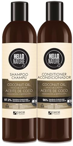 P-Beauty Naturkosmetik Shampoo + Conditioner Set mit Kokosöl für Feuchtigkeit & Repair - Haarshampoo & Haarspülung trockenes & strapaziertes Haar - Vegane Haarpflege ohne Silikone, Parabene, Sulfate