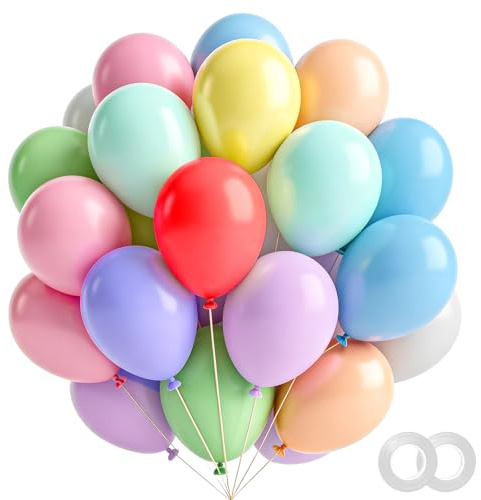 10 farbige Pastell-Luftballons, 30 Stück, Party-Latex-Ballon – 30,5 cm, starker, dicker Pastell-Geburtstagsballon, runde Heliumballons für Kinder, Mädchen, Geburtstagsparty-Dekorationen, Verlobung