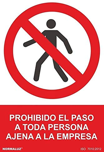 Normaluz Rd40619 - Señal Adhesiva Prohibido el Paso a Toda Persona Ajena a la Empresa Adhesivo de Vinilo 20X30 cm, Rojo