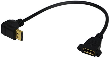 zdyCGTime DP to Panel Mount DP Cable,Gold Plated 90 Degree Up Displayport Male to Panel Mount Displayport Female Audio and Video Extender Adapter Cable.(30 CM/12inch)