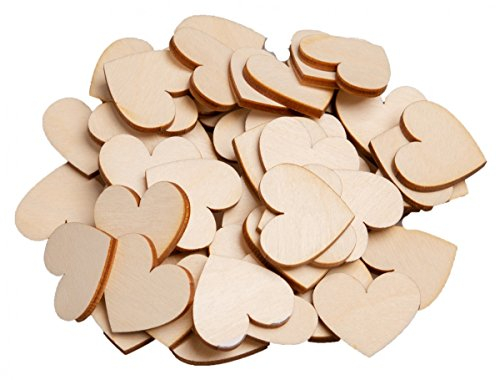 GRAVURZEILE 100 Stück 30mm Herz Holz Scheiben für DIY Handwerk Verzierungen Naturholzscheiben Tischdekorarion Herzen für Hochzeit Geburtstag
