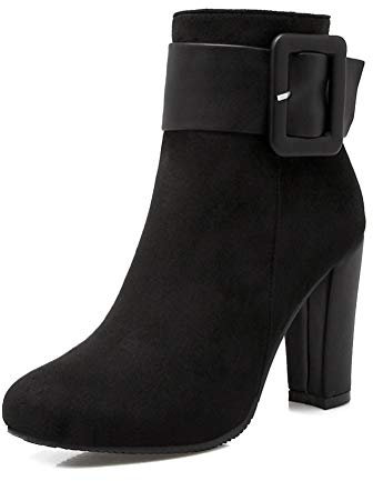 Minetom Stivali Donna Tacco Alto Plateau, Invernali Nubuck Platform Tacco Alto Blocco Pelliccia Stivaletti con Lacci Zip 8 Cm Sexy Elegante Moda Scarpe Nero 36 EU