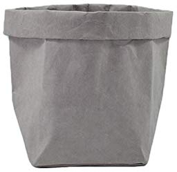 VOSAREA Waschbare Papiersack Wiederverwendbare Papier Blumentopf üllsäcke üllbeutel Abfallsack Sack aus Kraftpapier Aufbewahrungsbox - L (Grau)