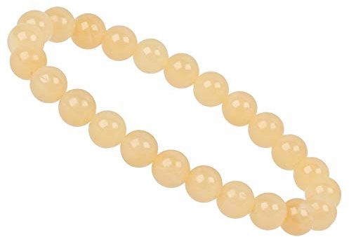 ELEDORO Handgefertigtes Edelstein Perlen Stretch Armband - Echte Steine 8mm (Orangen Calcit)