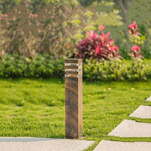 Retro Wegeleuchte Außen Outdoor Bronze Sockellampe Gartenlampe Aluminium und Acryl Terrassenlampe Wasserdicht IP44 Pollerlampe für Rasen Eingangs Terrassen Patio Park Pfad Hof 9 * 13 * 40CM…